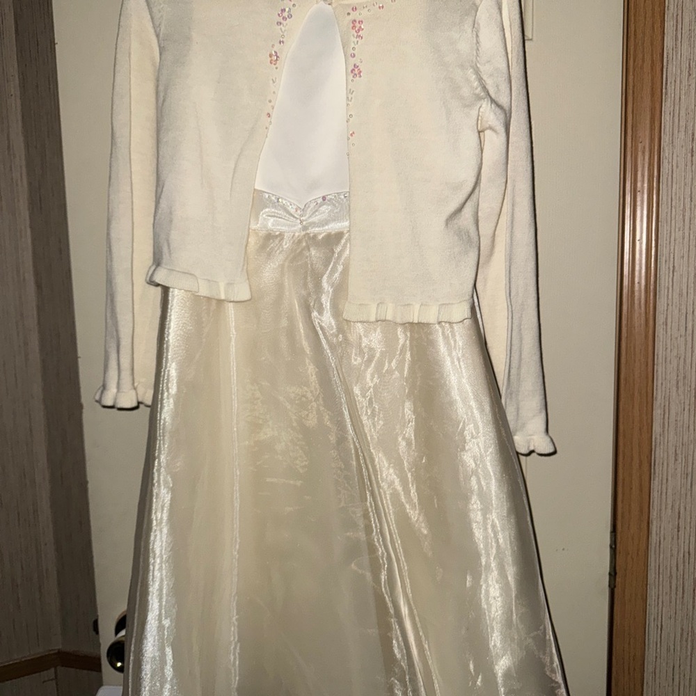 Rare Editions Cream Dress with Cardigan